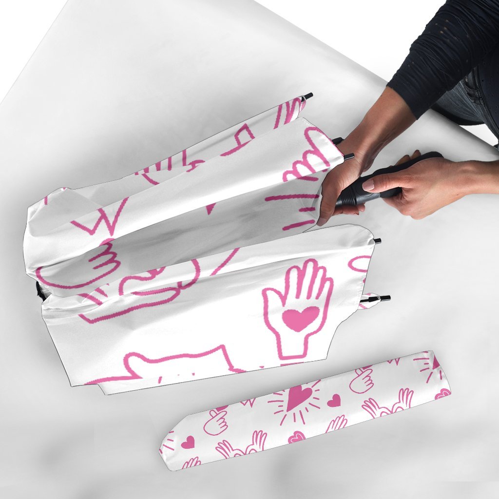 Pattern Print Sign Language Automatic Foldable Umbrella-grizzshop