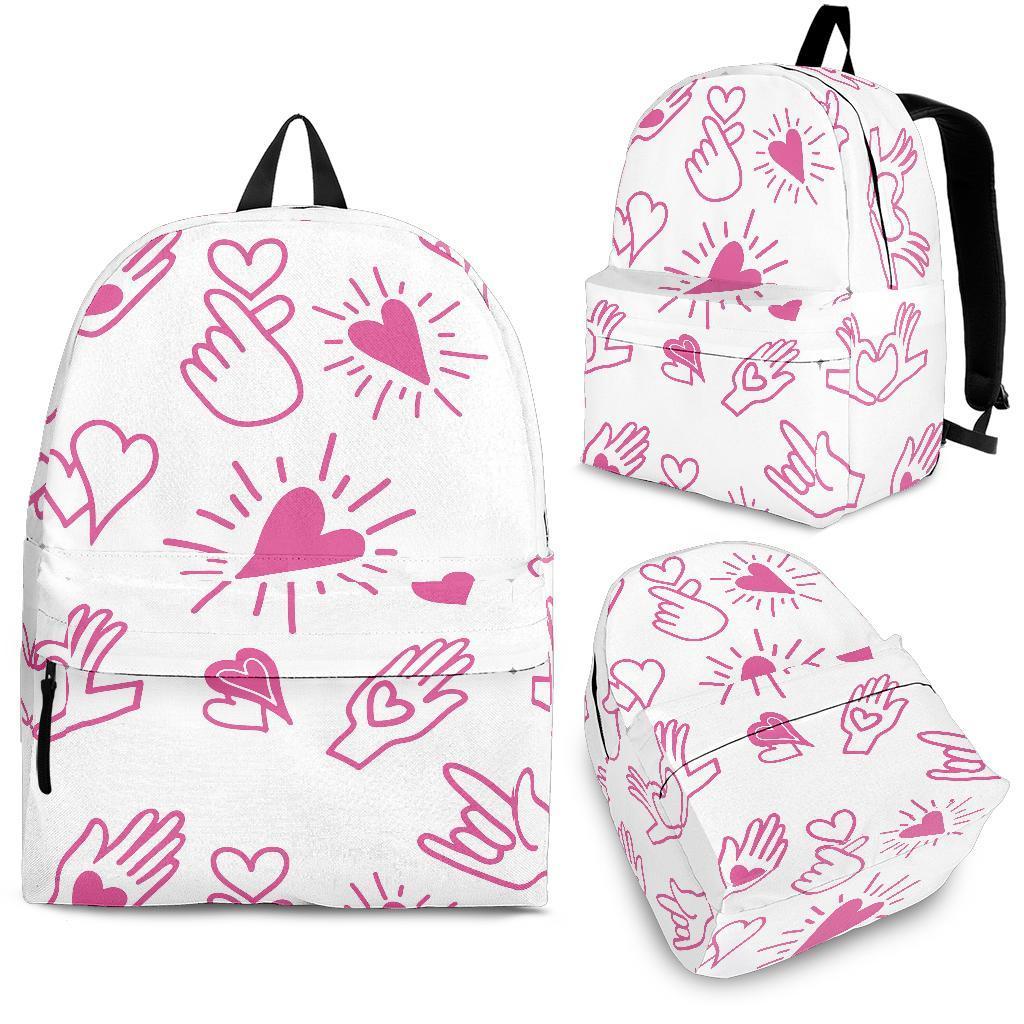 Pattern Print Sign Language Backpack-grizzshop