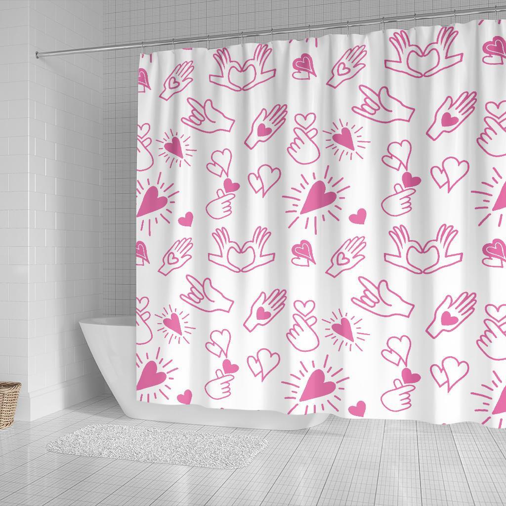 Pattern Print Sign Language Bathroom Shower Curtain-grizzshop