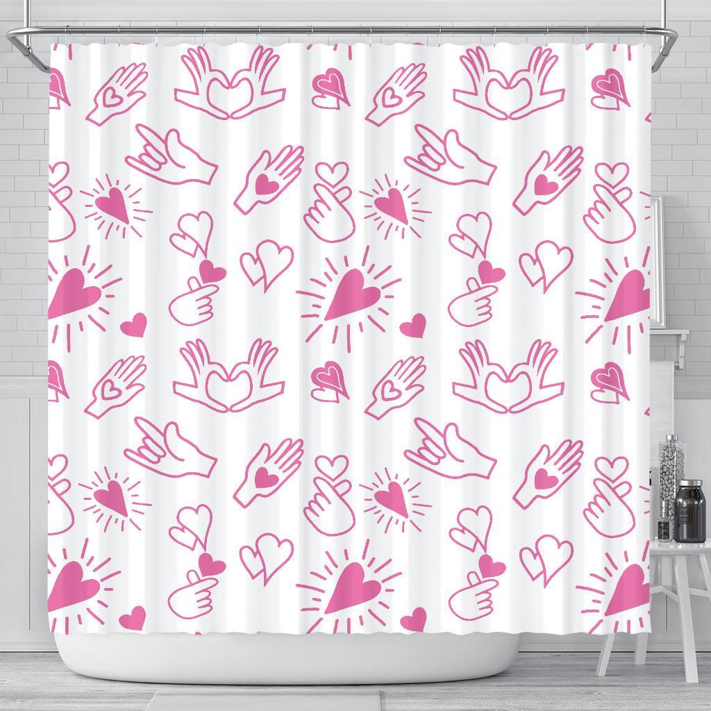 Pattern Print Sign Language Bathroom Shower Curtain-grizzshop