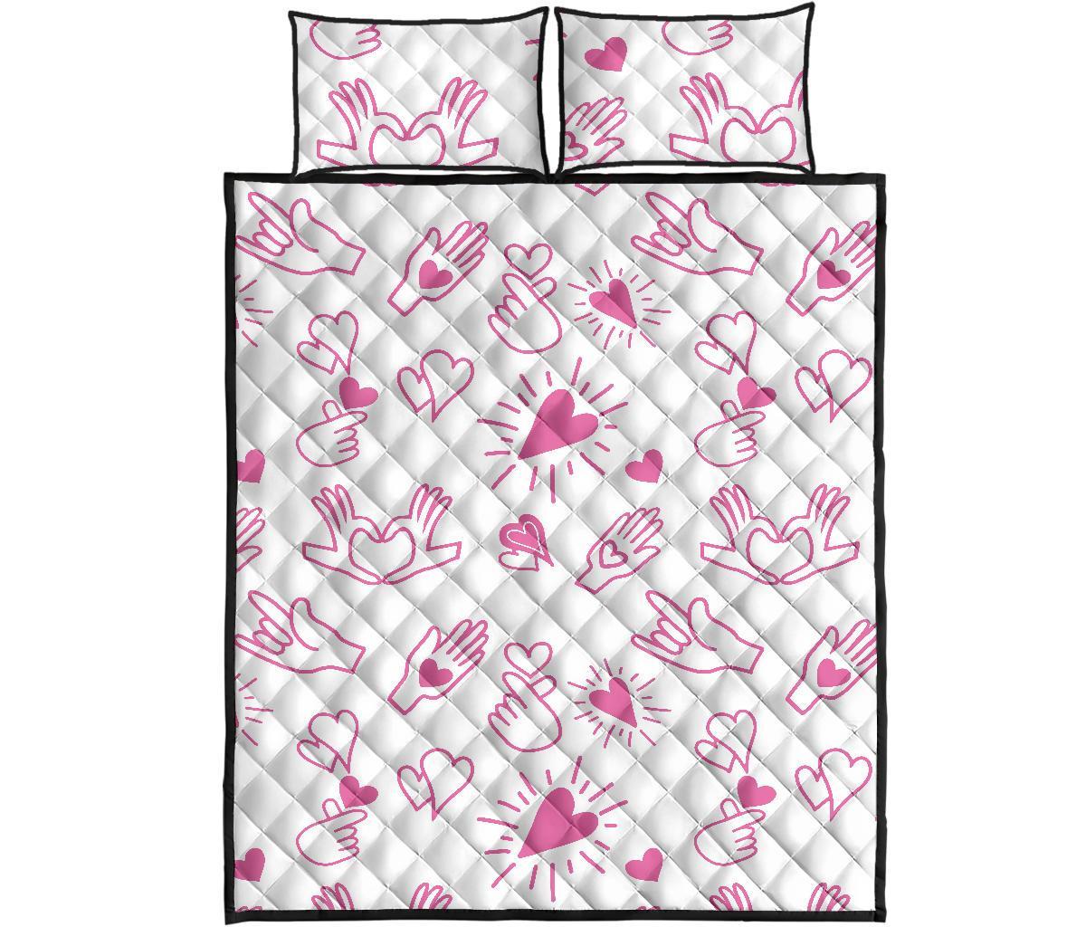 Pattern Print Sign Language Bed Set Quilt-grizzshop