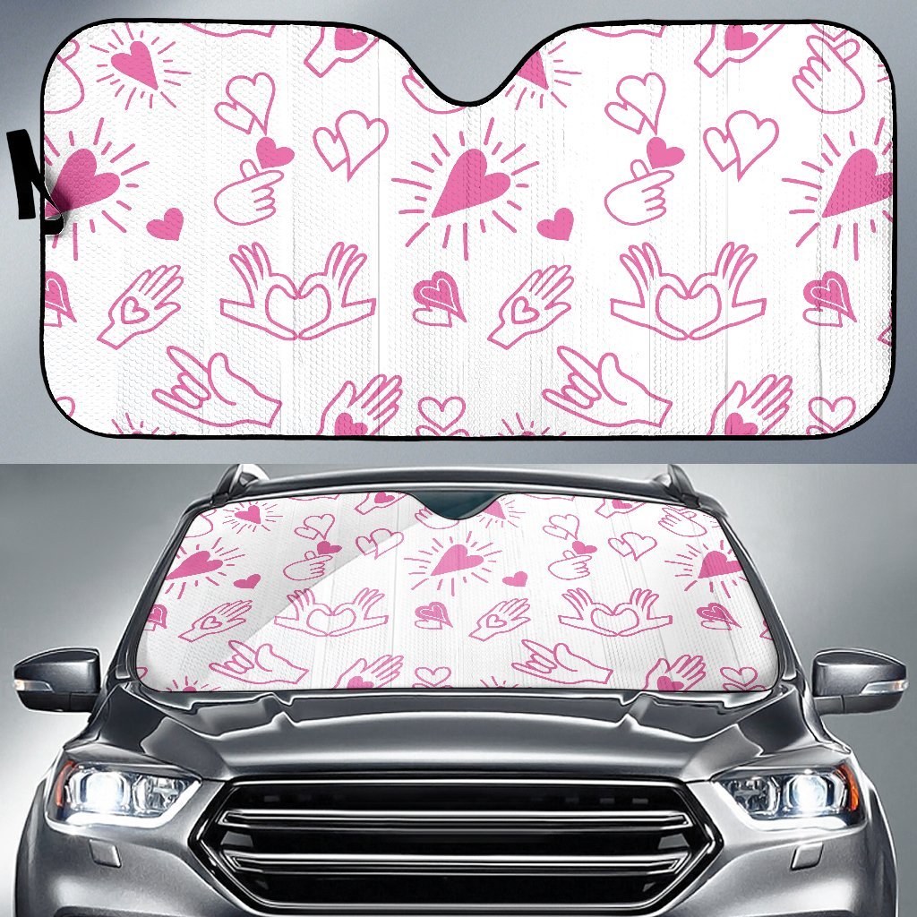 Pattern Print Sign Language Car Sun Shade-grizzshop