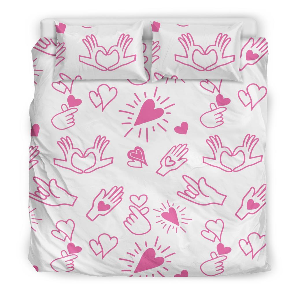 Pattern Print Sign Language Duvet Cover Bedding Set-grizzshop