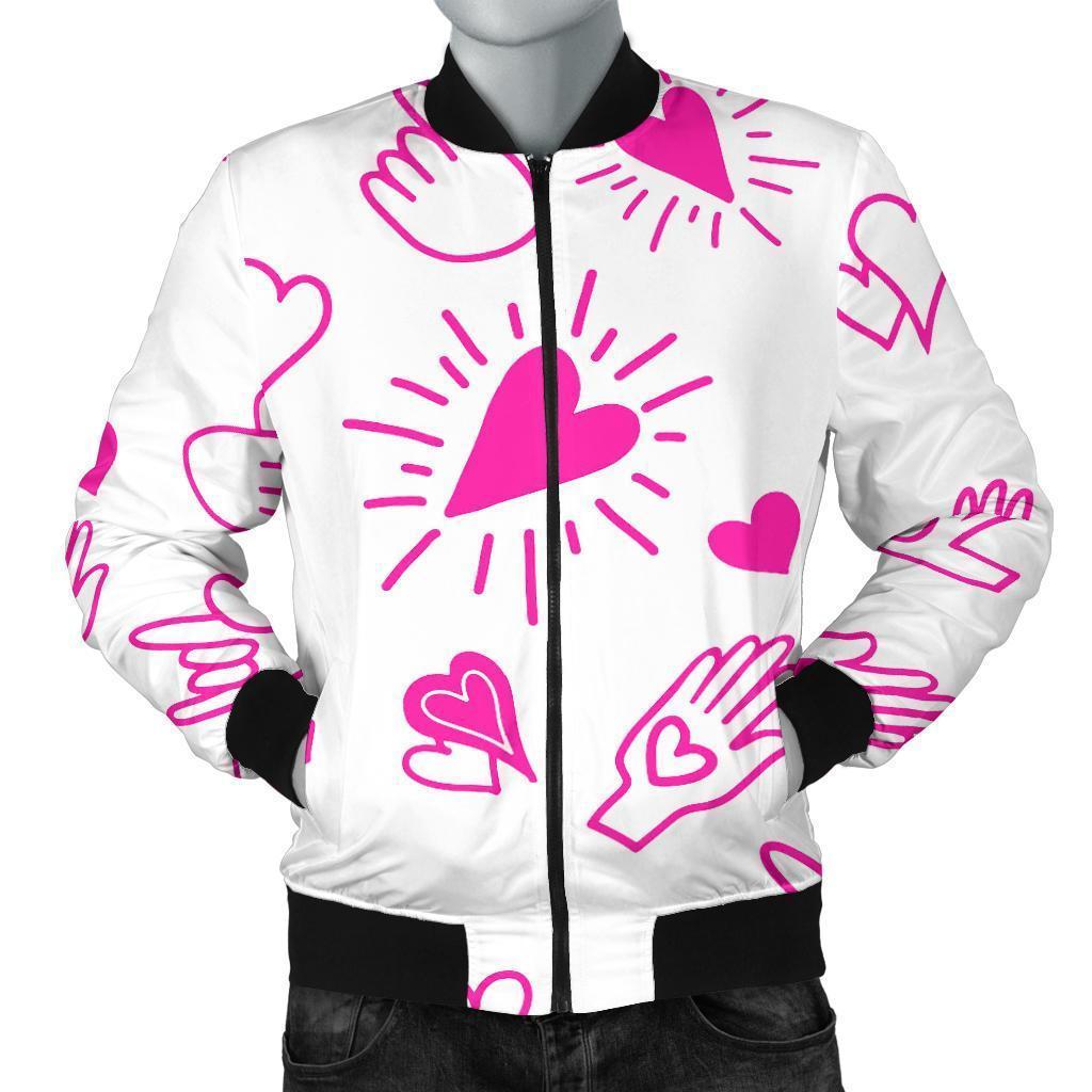 Pattern Print Sign Language Men's Bomber Jacket-grizzshop