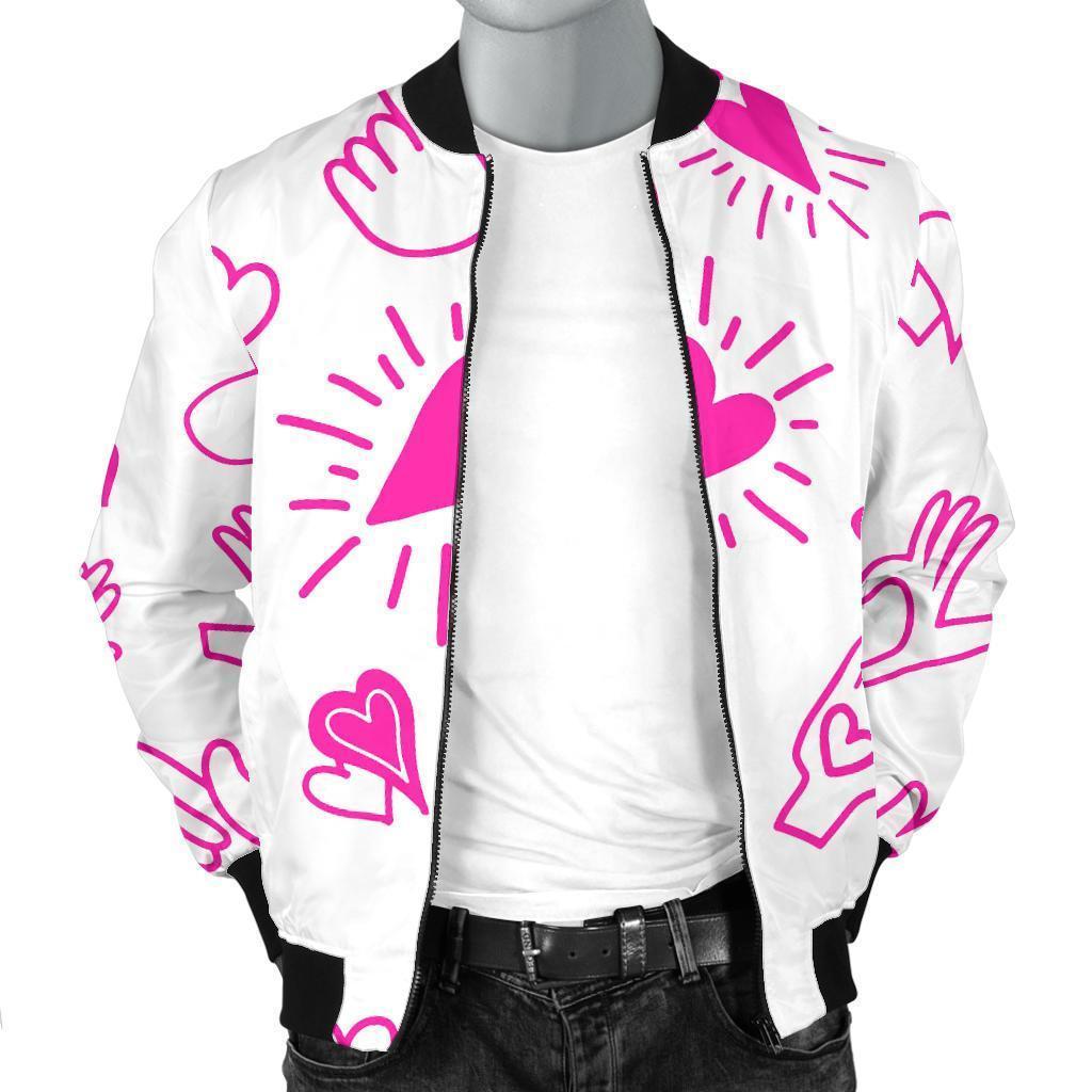 Pattern Print Sign Language Men's Bomber Jacket-grizzshop