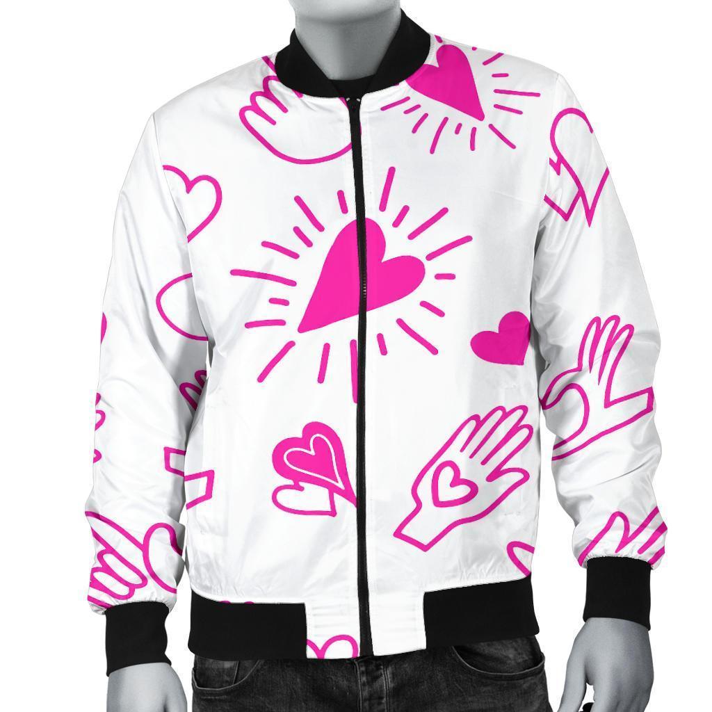 Pattern Print Sign Language Men's Bomber Jacket-grizzshop