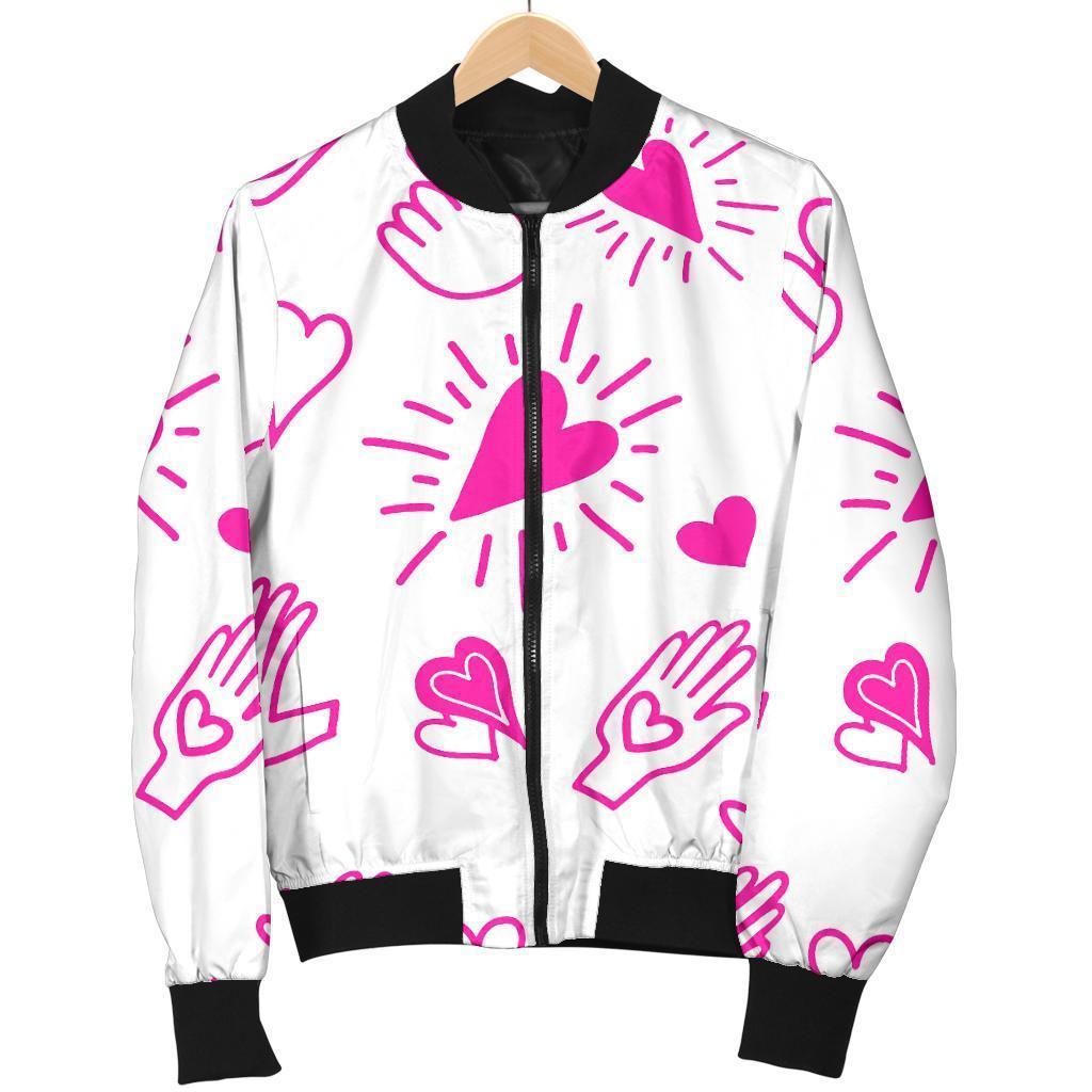 Pattern Print Sign Language Men's Bomber Jacket-grizzshop