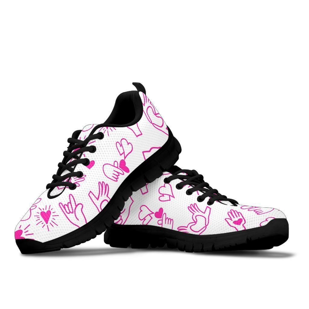 Pattern Print Sign Language Sneaker Shoes For Men Women-grizzshop