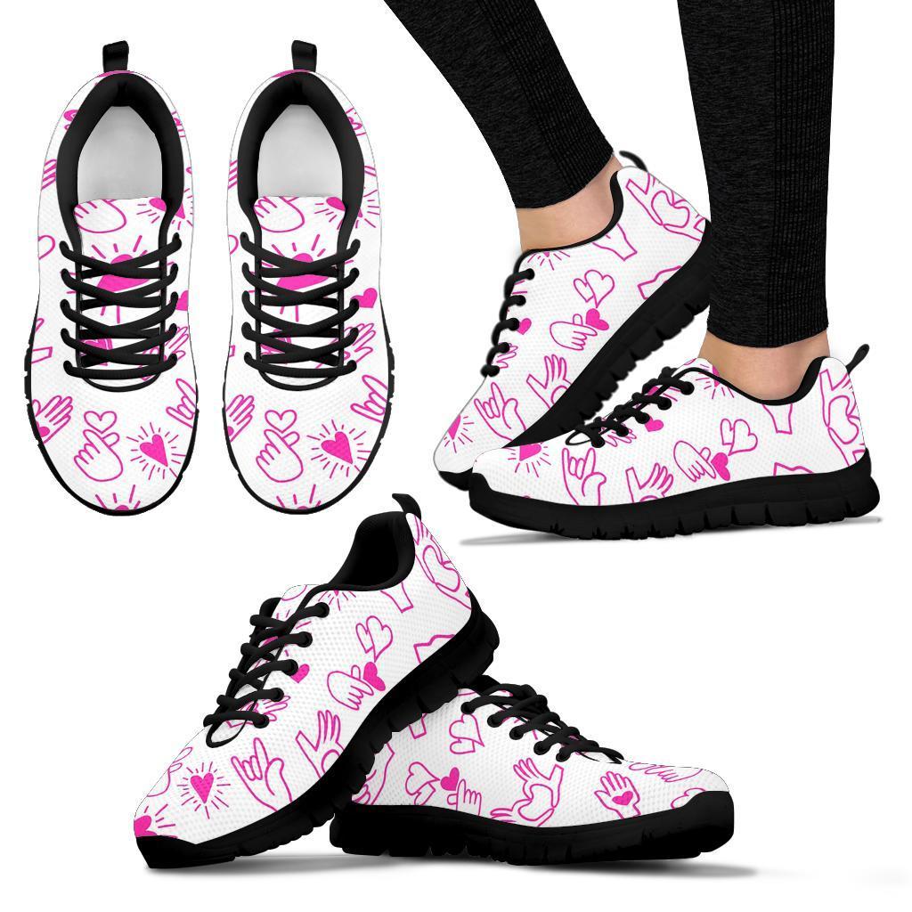 Pattern Print Sign Language Sneaker Shoes For Men Women-grizzshop