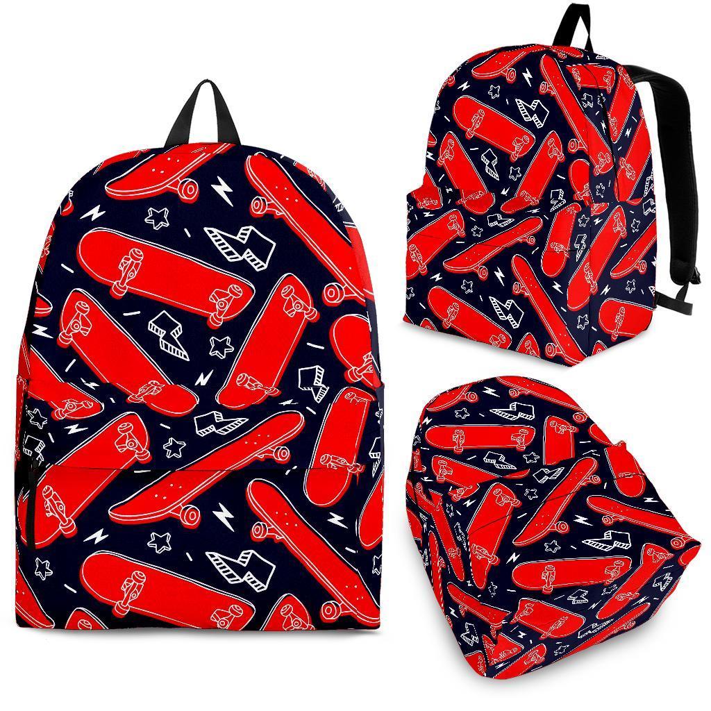 Pattern Print Skateboard Backpack-grizzshop