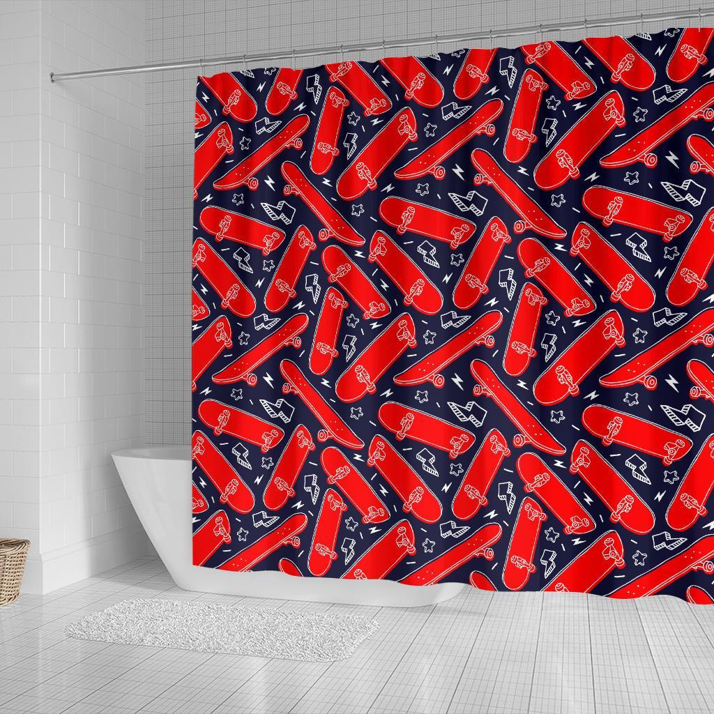 Pattern Print Skateboard Bathroom Shower Curtain-grizzshop