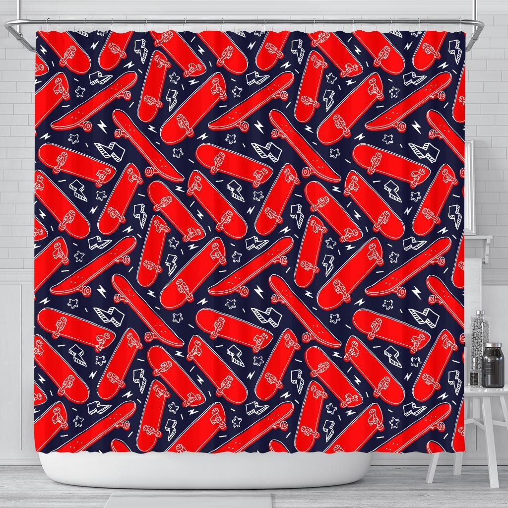 Pattern Print Skateboard Bathroom Shower Curtain-grizzshop