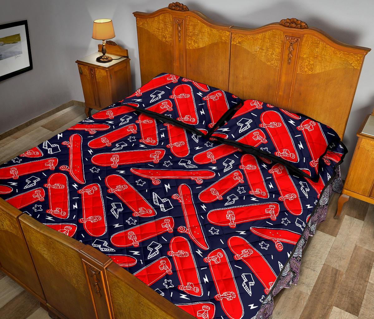 Pattern Print Skateboard Bed Set Quilt-grizzshop