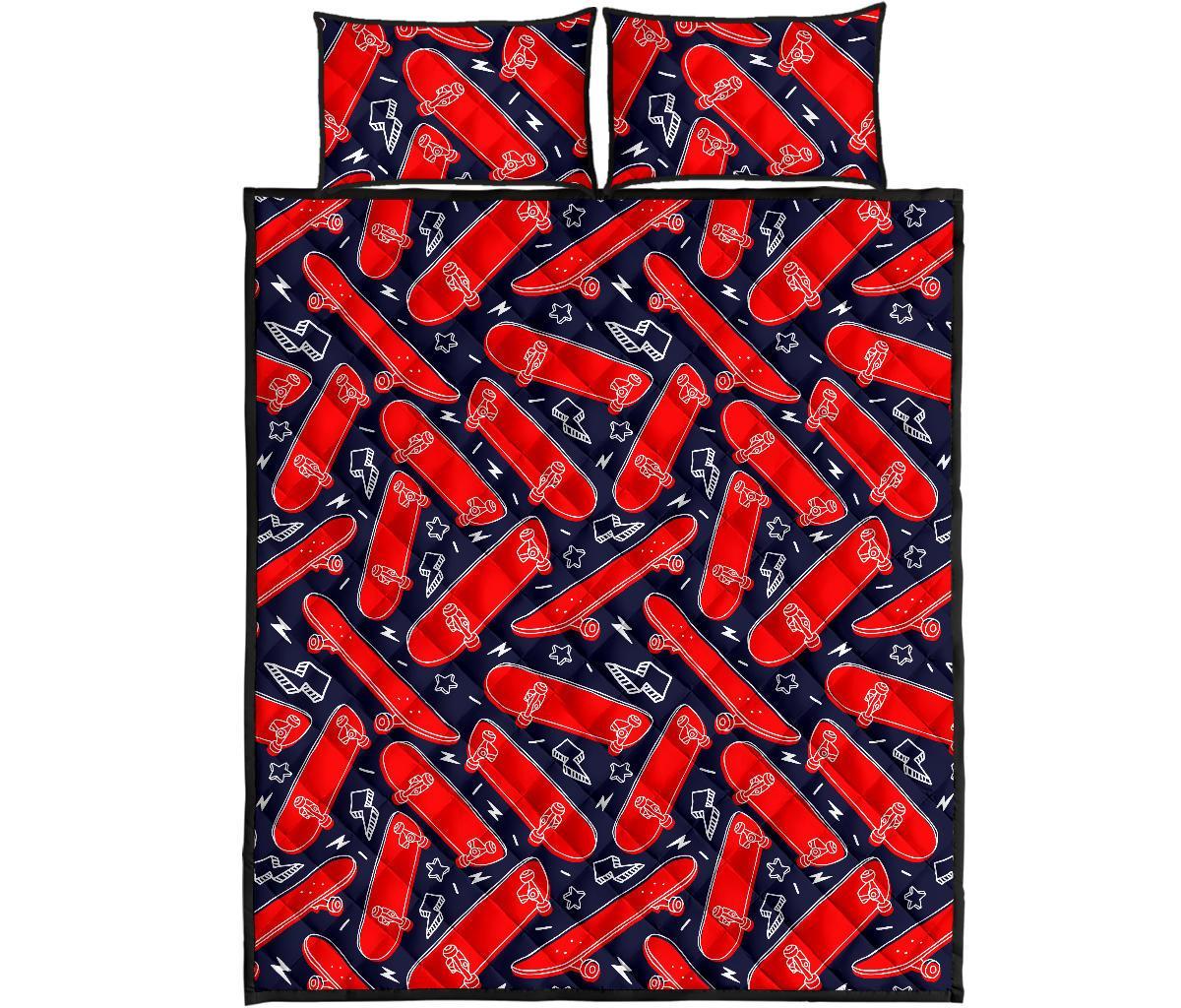 Pattern Print Skateboard Bed Set Quilt-grizzshop