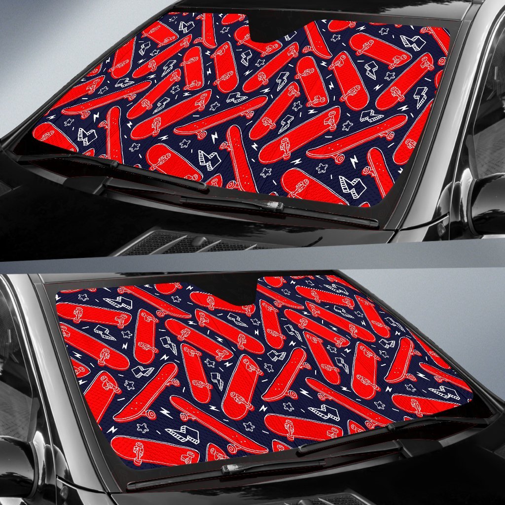 Pattern Print Skateboard Car Sun Shade-grizzshop