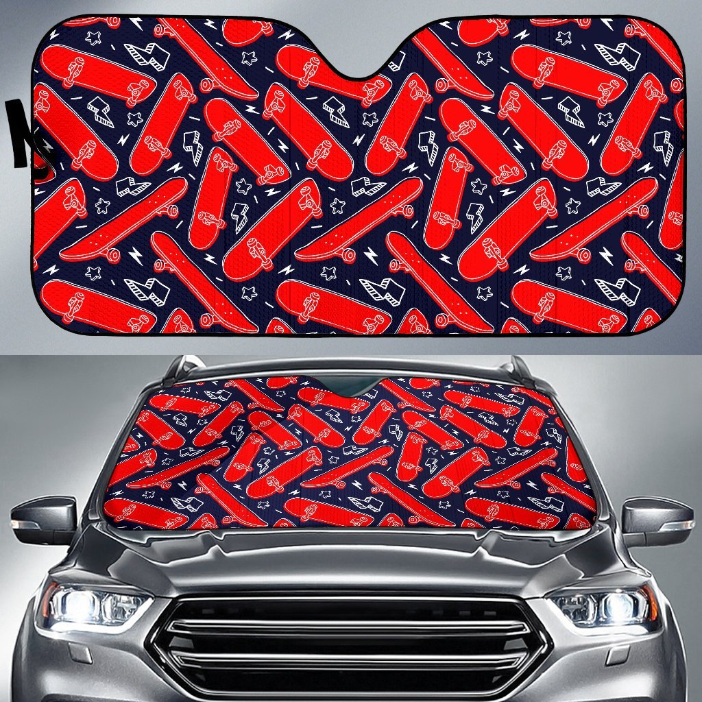 Pattern Print Skateboard Car Sun Shade-grizzshop