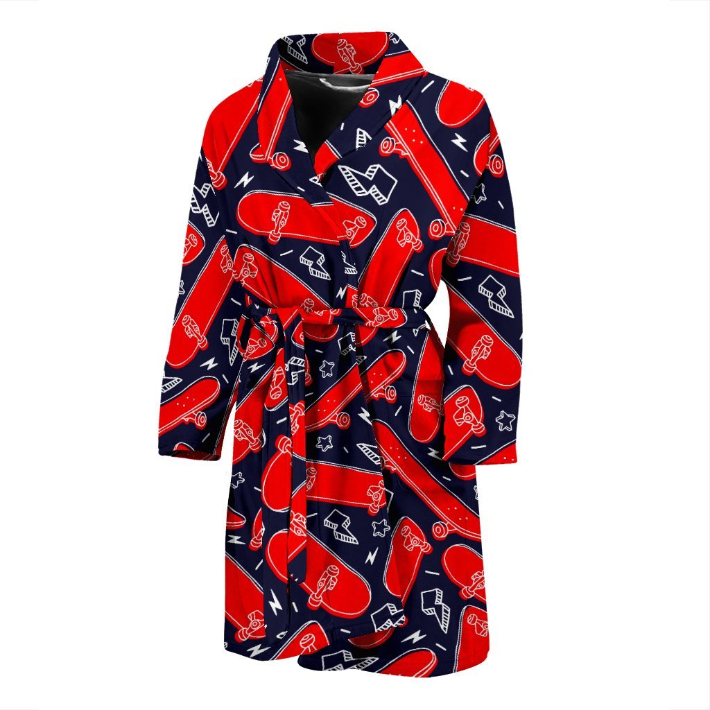 Pattern Print Skateboard Men Long Robe-grizzshop