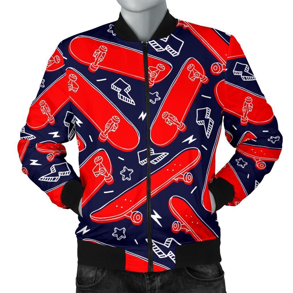 Pattern Print Skateboard Men's Bomber Jacket-grizzshop