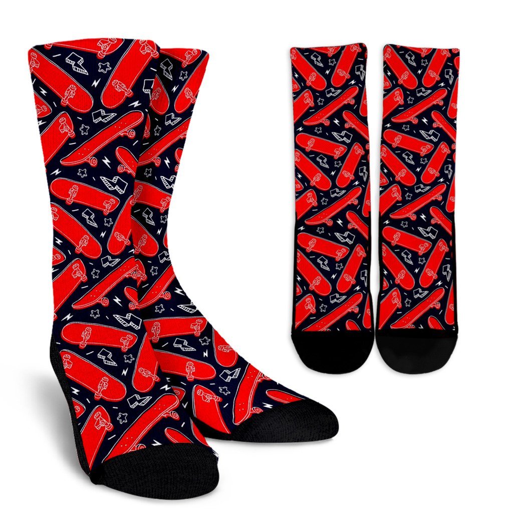 Pattern Print Skateboard Unisex Crew Socks-grizzshop