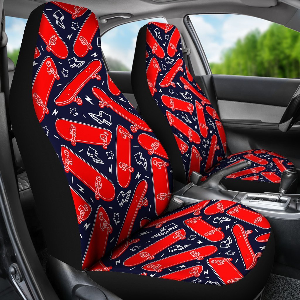 Pattern Print Skateboard Universal Fit Car Seat Covers-grizzshop