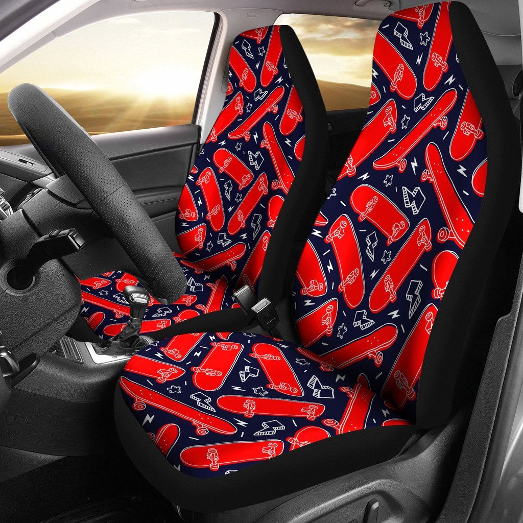 Pattern Print Skateboard Universal Fit Car Seat Covers-grizzshop