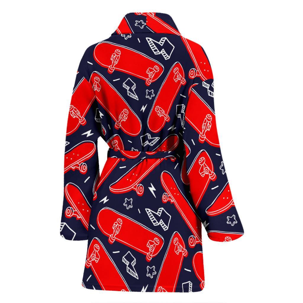 Pattern Print Skateboard Women Long Robe-grizzshop