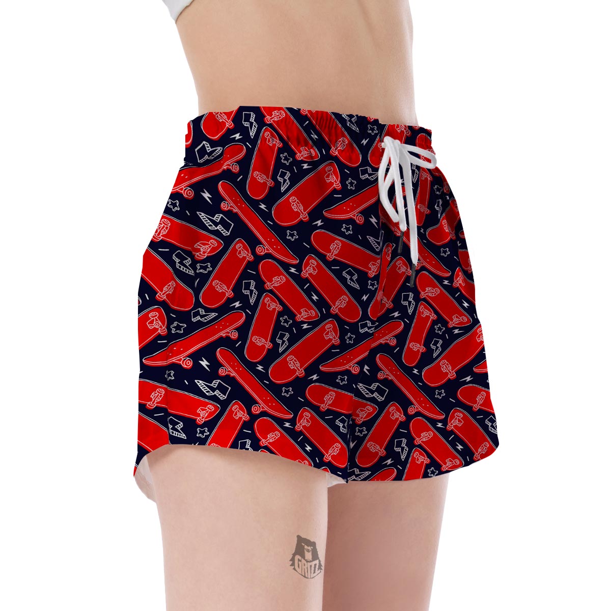 Pattern Print Skateboard Women's Shorts-grizzshop