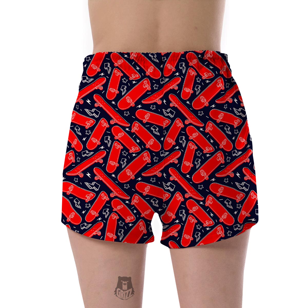 Pattern Print Skateboard Women's Shorts-grizzshop