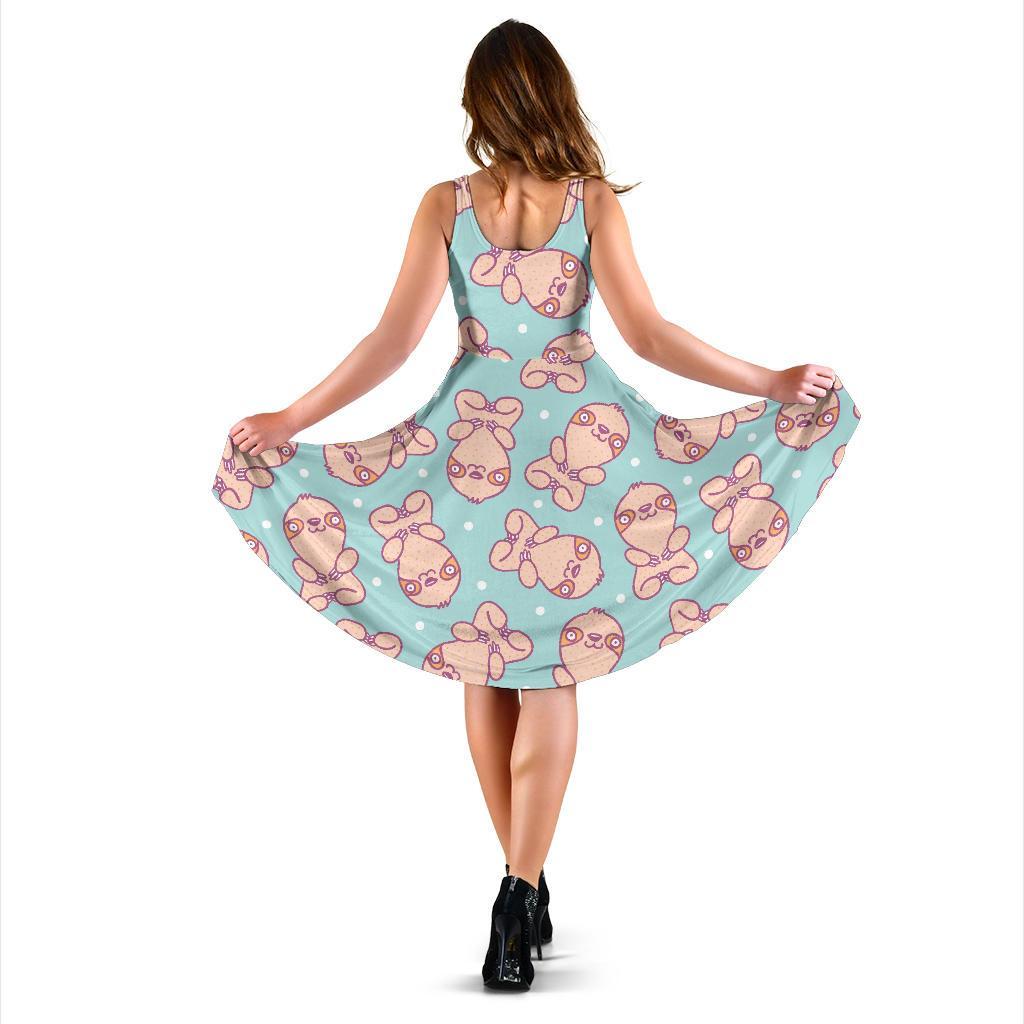 Pattern Print Sloth Dress-grizzshop