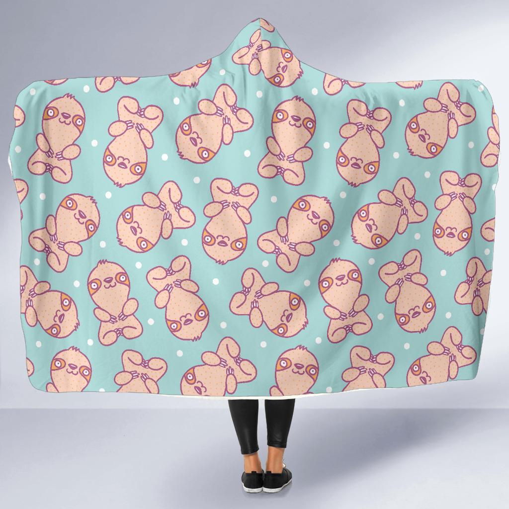 Pattern Print Sloth Hooded Blanket-grizzshop