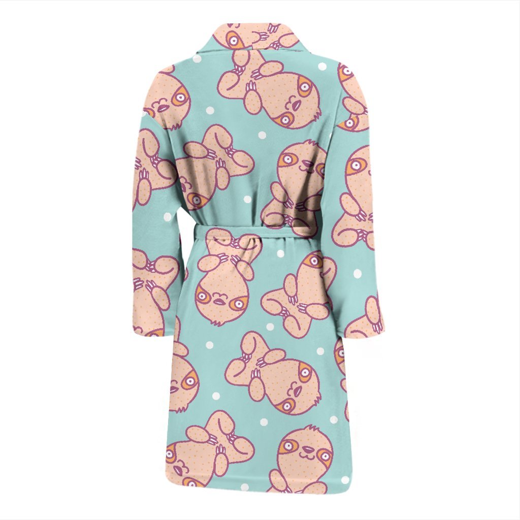 Pattern Print Sloth Men Long Robe-grizzshop