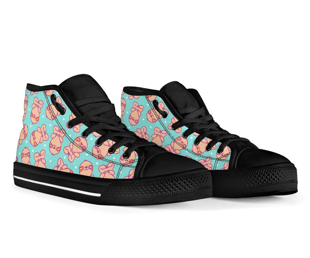 Pattern Print Sloth Men Women's High Top Shoes-grizzshop