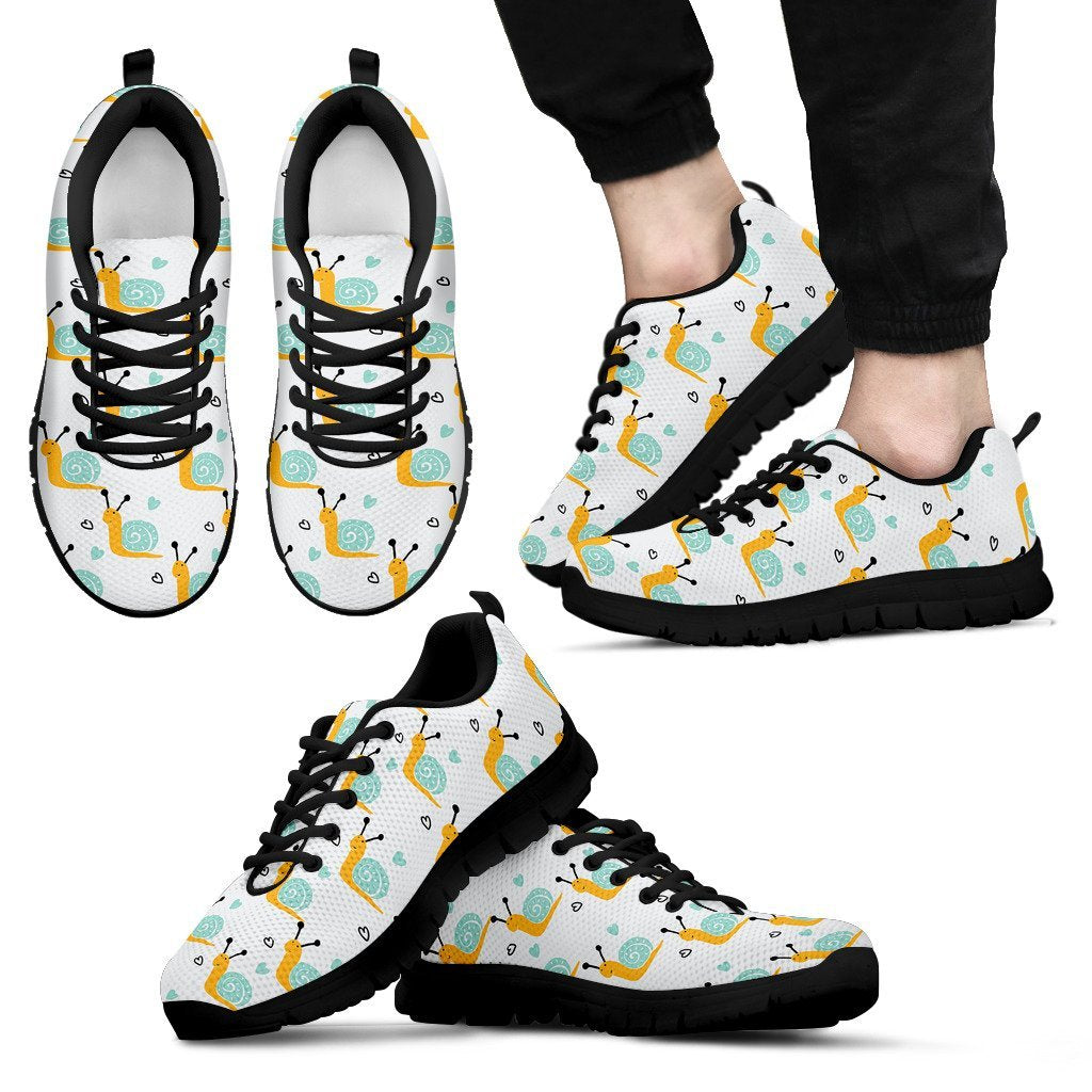 Pattern Print Snail Black Sneaker Shoes For Men Women-grizzshop