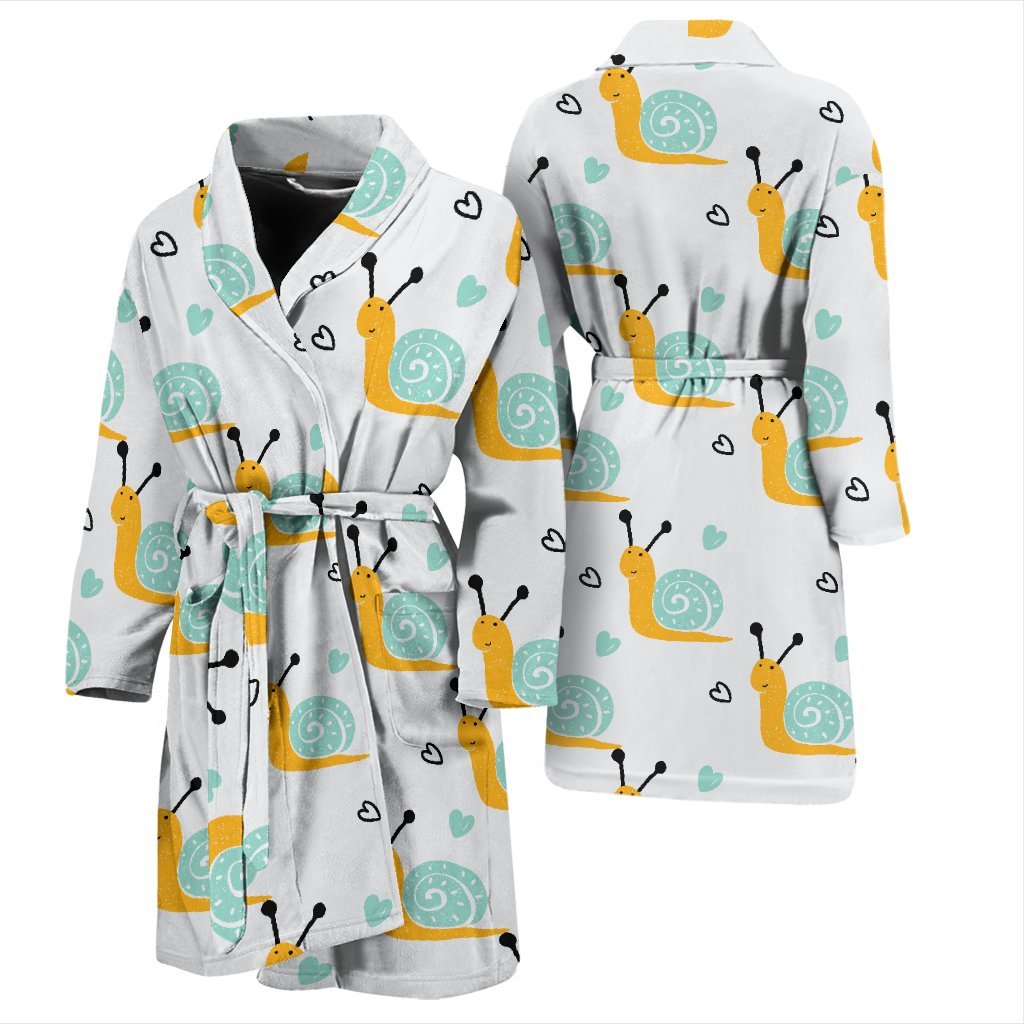 Pattern Print Snail Men Long Robe-grizzshop