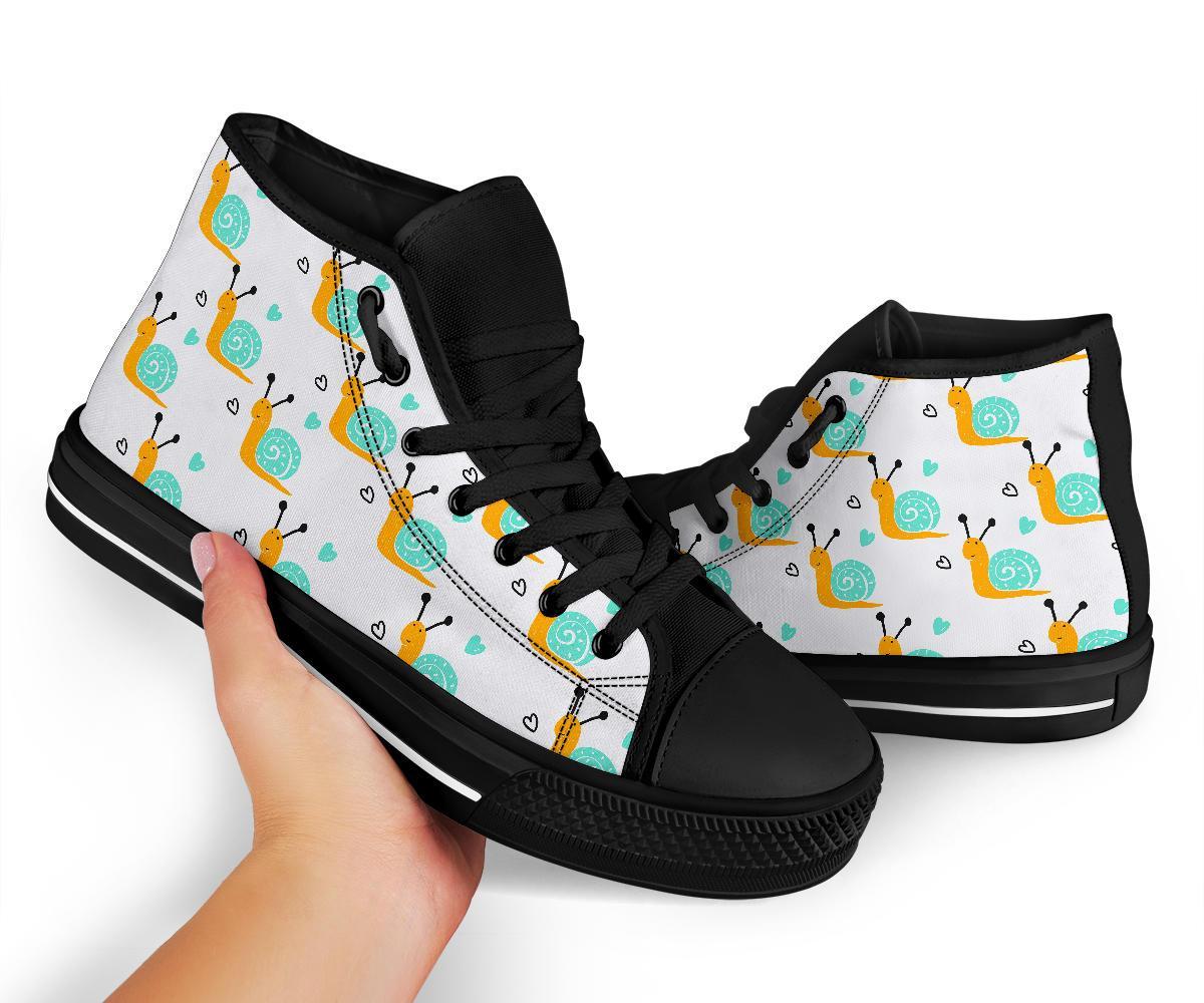 Pattern Print Snail Men Women's High Top Shoes-grizzshop