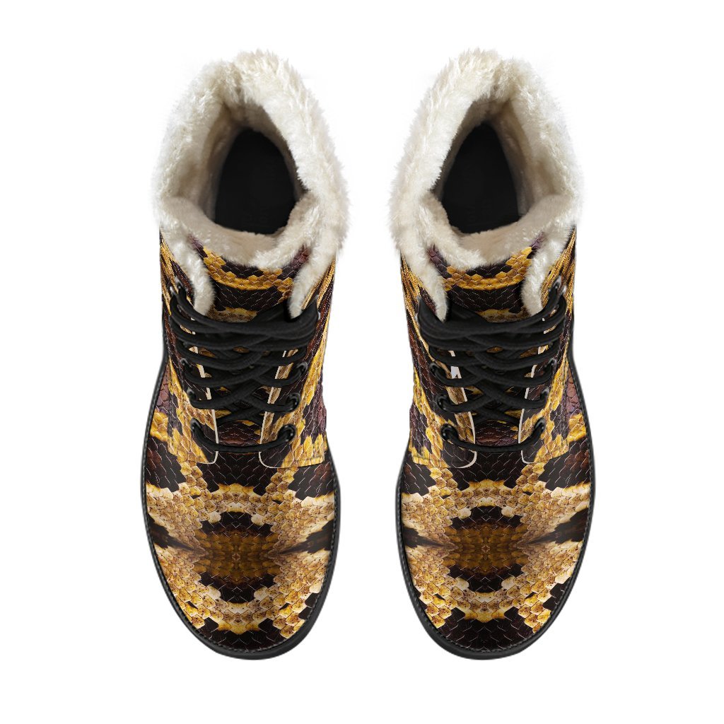 Pattern Print Snakeskin Python Skin Comfy Winter Boots-grizzshop