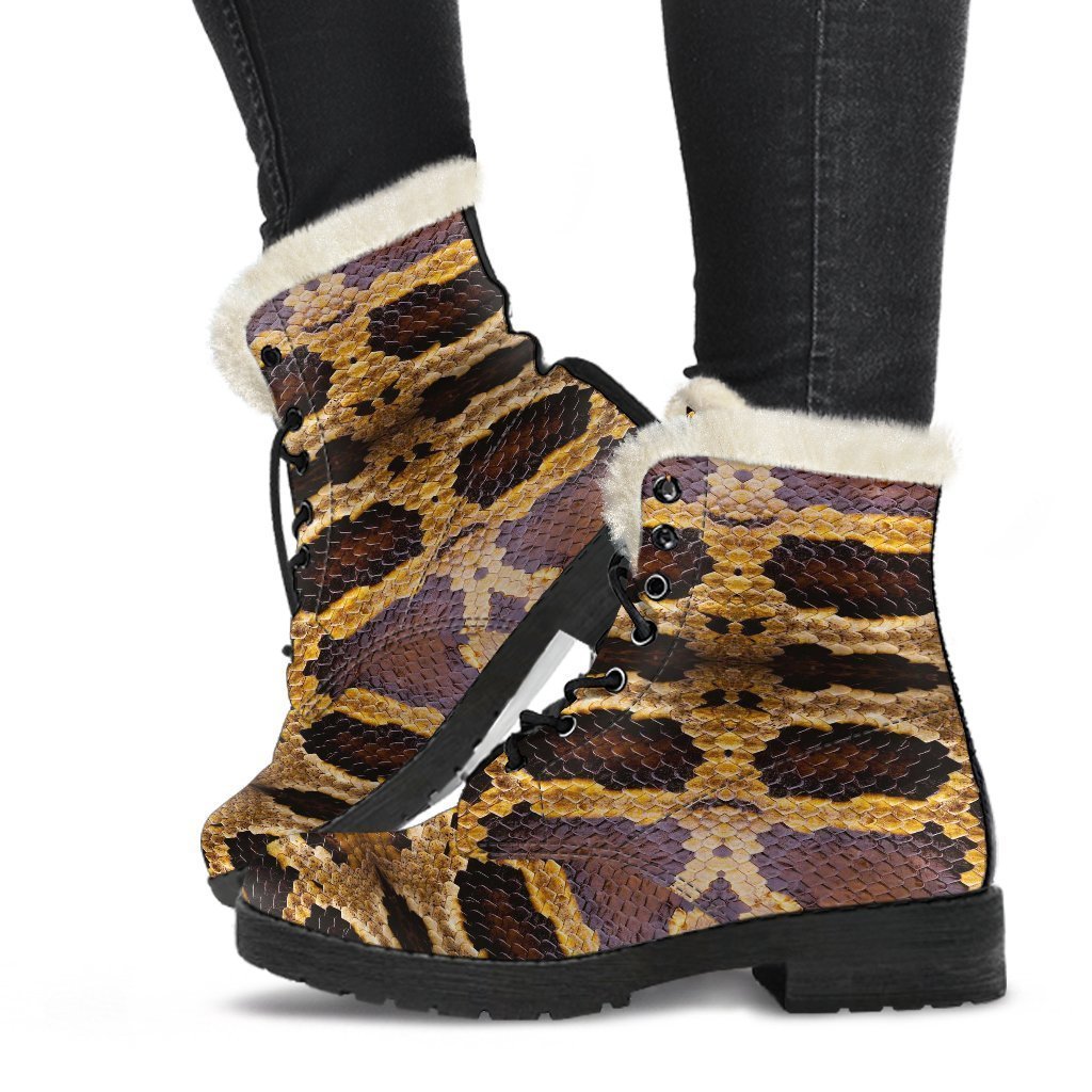 Pattern Print Snakeskin Python Skin Comfy Winter Boots-grizzshop