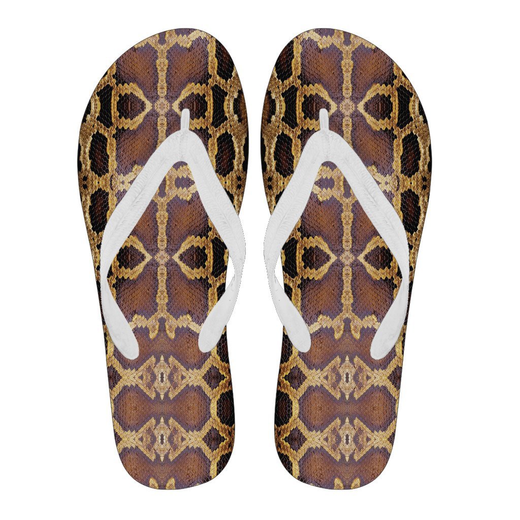 Pattern Print Snakeskin Python Skin Men & Women Flip Flops-grizzshop