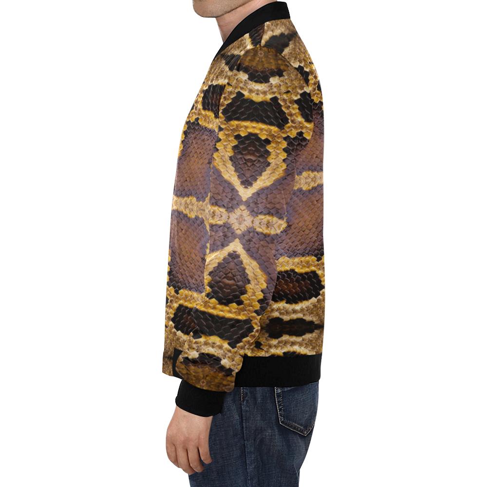 Pattern Print Snakeskin Python Skin Men's Bomber Jacket-grizzshop