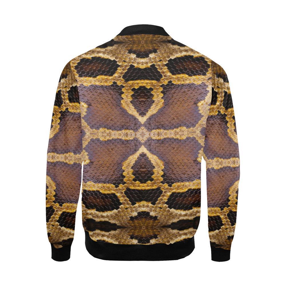 Pattern Print Snakeskin Python Skin Men's Bomber Jacket-grizzshop