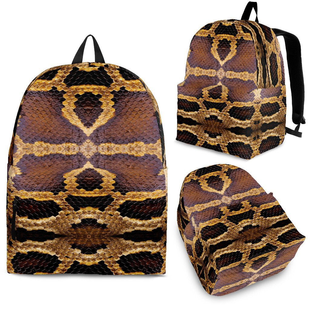 Pattern Print Snakeskin Python Skin Premium Backpack-grizzshop