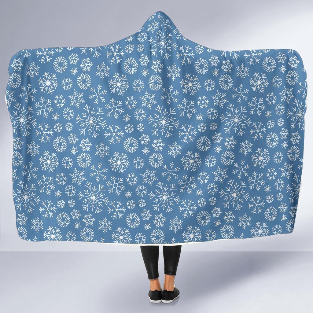Pattern Print Snowflake Hooded Blanket-grizzshop