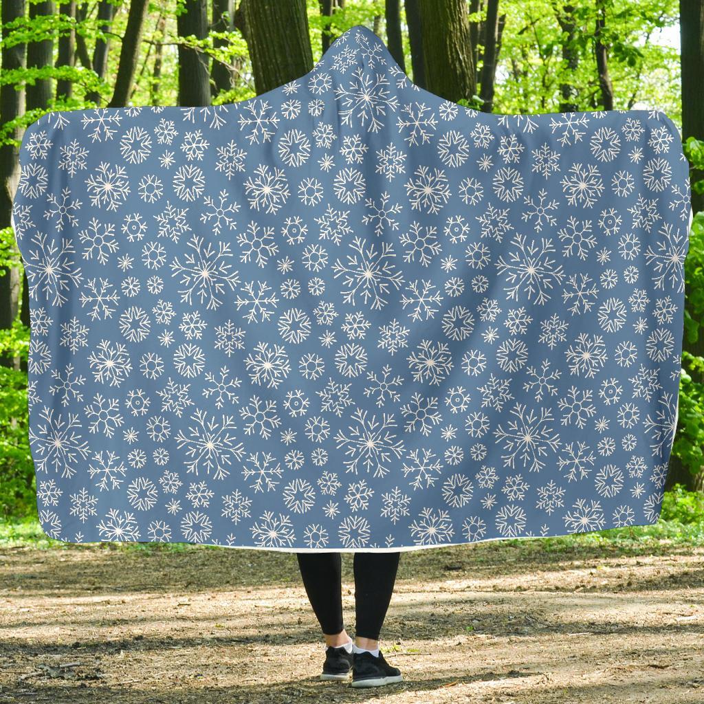 Pattern Print Snowflake Hooded Blanket-grizzshop