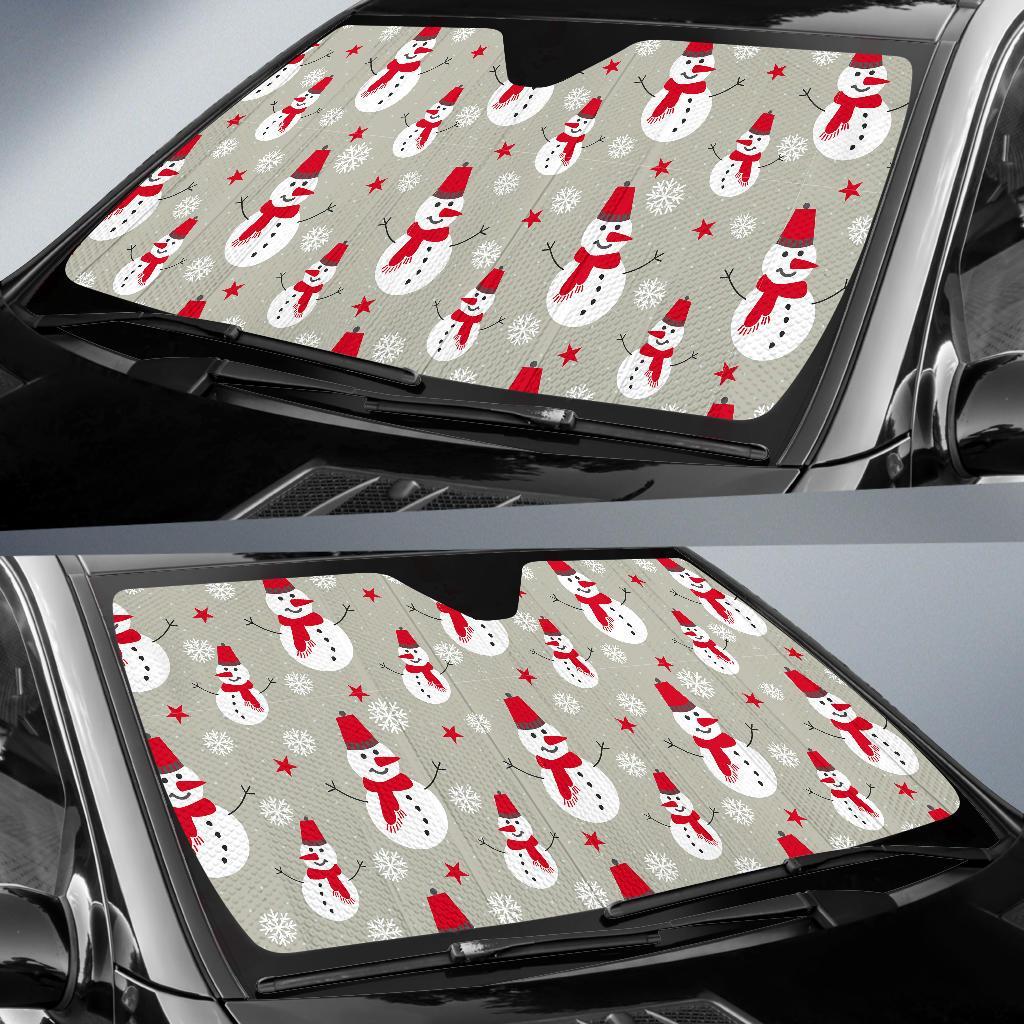 Pattern Print Snowflake Snowman Car Sun Shade-grizzshop