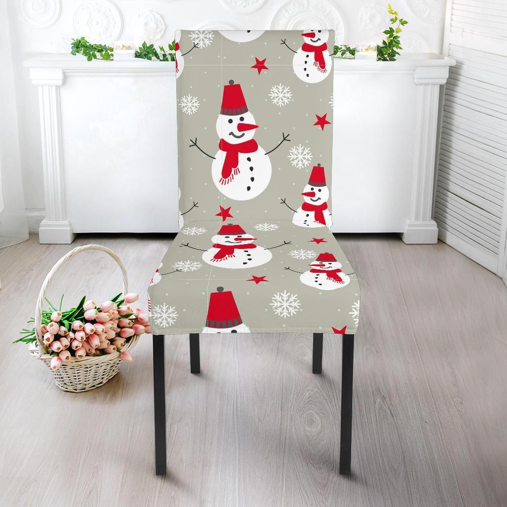 Pattern Print Snowflake Snowman Chair Cover-grizzshop