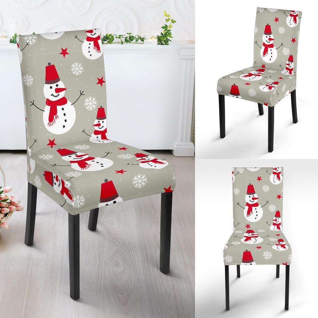 Pattern Print Snowflake Snowman Chair Cover-grizzshop