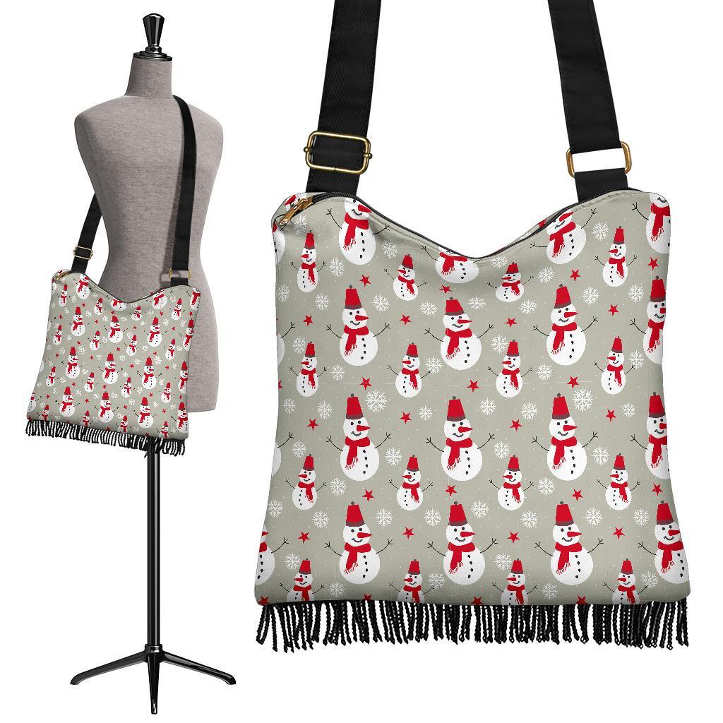 Pattern Print Snowflake Snowman Crossbody Bags-grizzshop