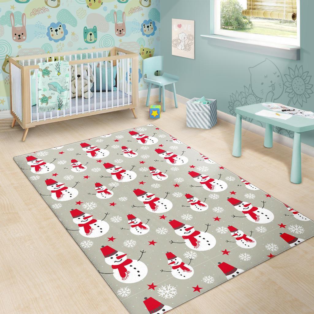 Pattern Print Snowflake Snowman Floor Mat-grizzshop