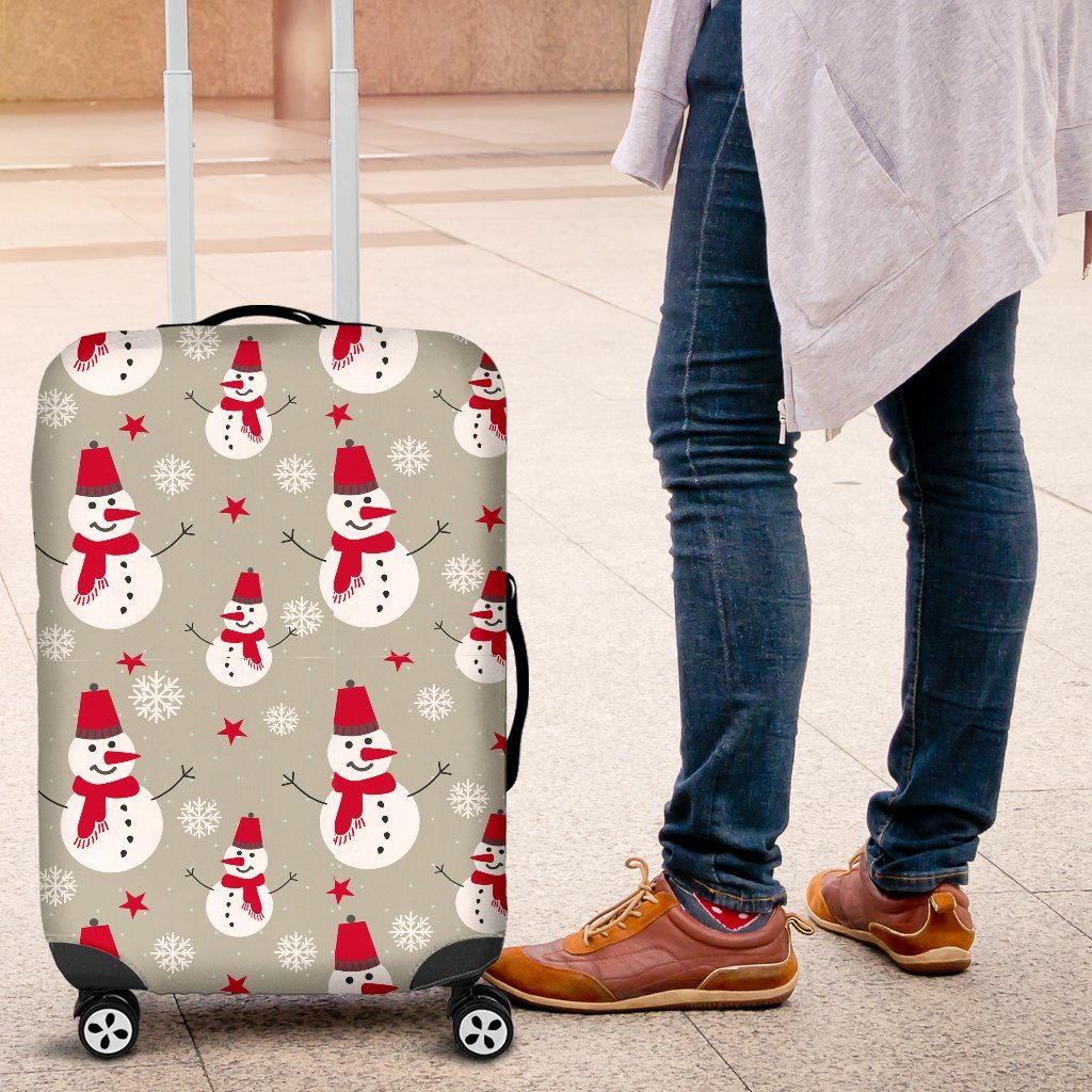 Pattern Print Snowflake Snowman Luggage Cover Protector-grizzshop