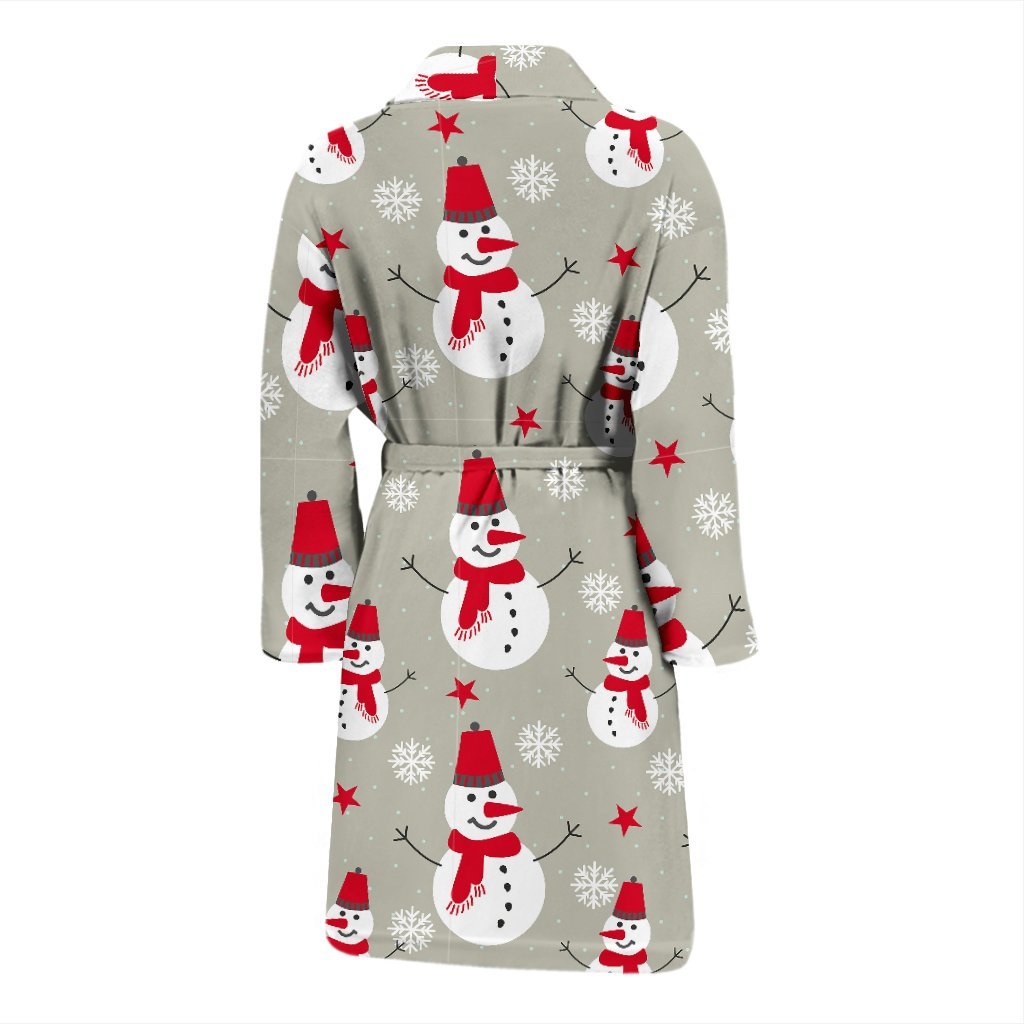 Pattern Print Snowflake Snowman Men Long Robe-grizzshop